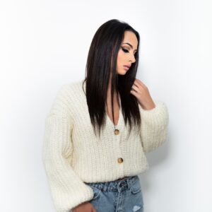 Pulover crem scurt din lana JQZ 410