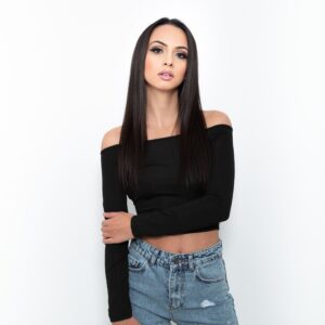 Crop top negru cu decupaj spate JQZ 5