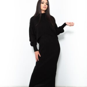 Compleu negru cu rochie si bluza JQZ 208