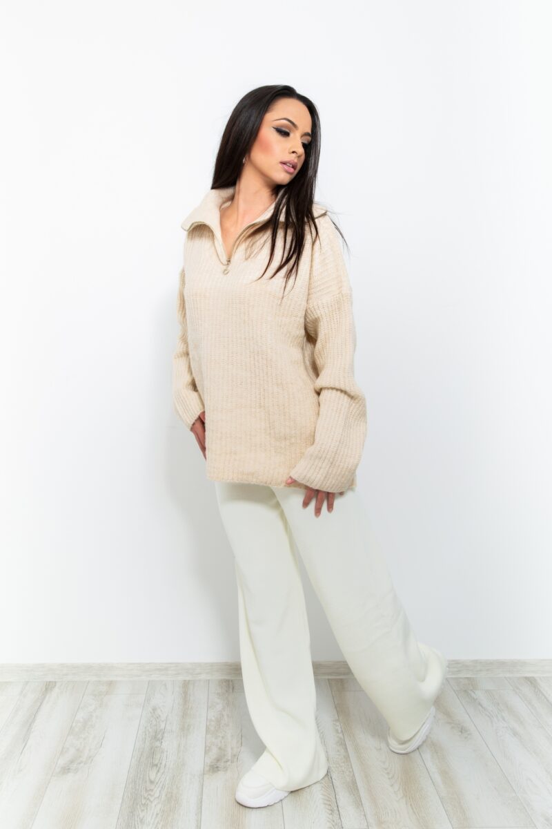 Pantaloni dama wide-leg din tricot JQZ 210