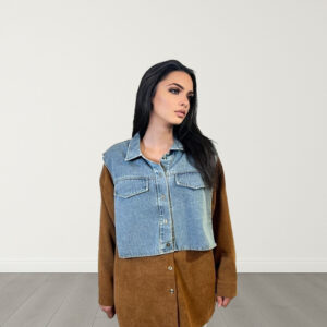 Camasa maro cu insertie denim JQZ 30