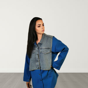 Camasa albastra cu insertie denim JQZ 35