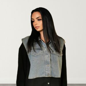 Camasa neagra cu insertie denim JQZ 40